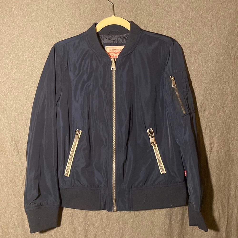 Levi Strauss & co. Womens Navy blue zip up jacket.